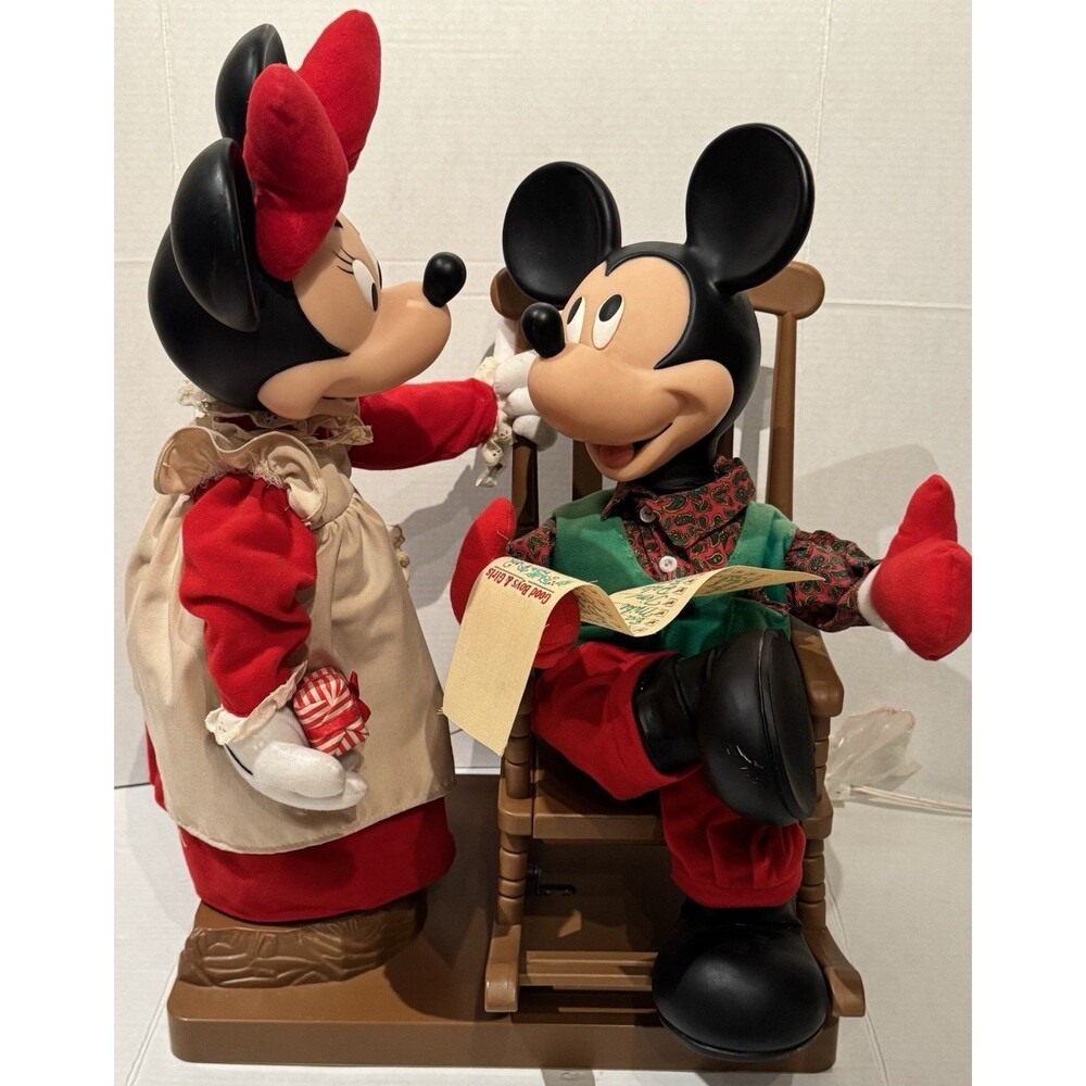 Santa's Best Mickey Unlimited Animated Mickey and Minnie Mouse Rocking Chair VTG